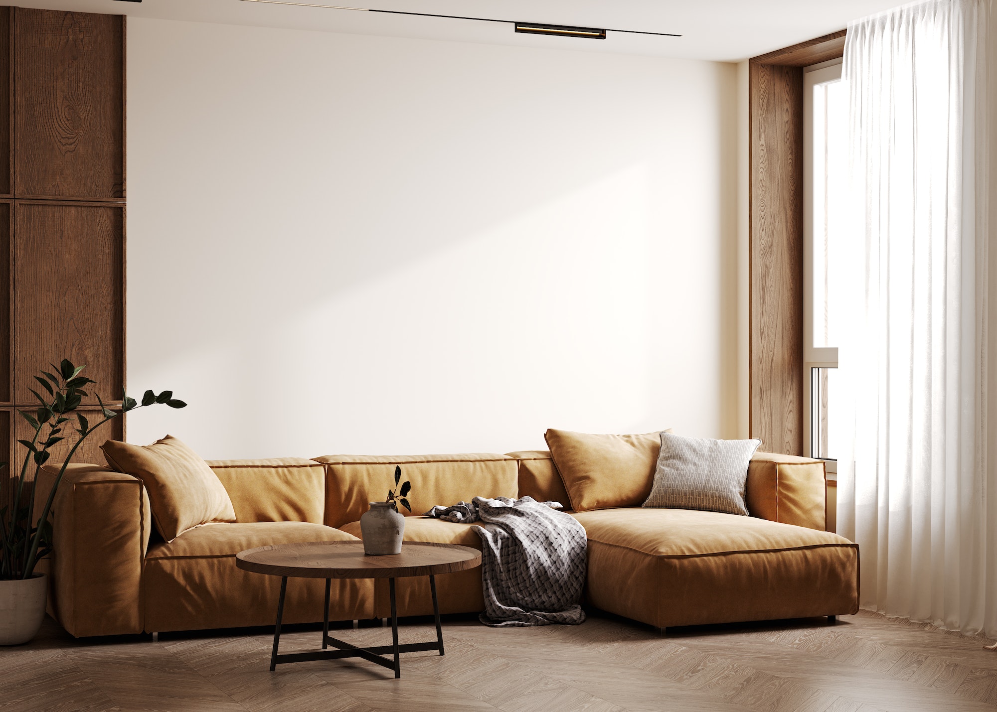Scandinavian style living room interior mock up, modern living room interior background